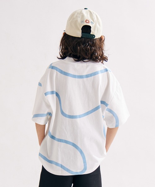PAIRMANON STREET】線柄プリント 幾何学 オーバーサイズ Tシャツ