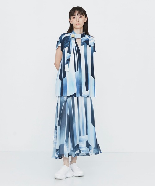 HARUNOBUMURATA(ハルノブムラタ)の「【HARUNOBUMURATA/ハルノブムラタ】別注 HEPBURN SL by KYOTO MARBLE/フレンチスリーブボウタイブラウス/京都マーブル(シャツ/ブラウス・レディース・ライトブルー/ダークブルー・34/36)」の12枚目の写真