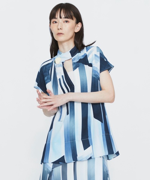 HARUNOBUMURATA(ハルノブムラタ)の「【HARUNOBUMURATA/ハルノブムラタ】別注 HEPBURN SL by KYOTO MARBLE/フレンチスリーブボウタイブラウス/京都マーブル(シャツ/ブラウス・レディース・ライトブルー/ダークブルー・34/36)」の13枚目の写真