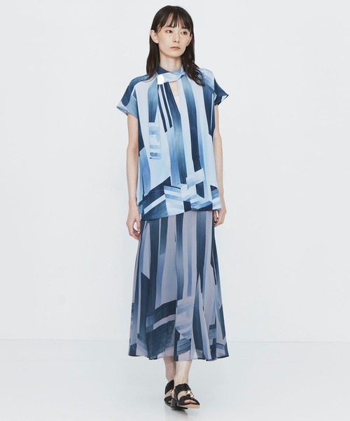 HARUNOBUMURATA(ハルノブムラタ)の「【HARUNOBUMURATA/ハルノブムラタ】別注 HEPBURN SL by KYOTO MARBLE/フレンチスリーブボウタイブラウス/京都マーブル(シャツ/ブラウス・レディース・ライトブルー/ダークブルー・34/36)」の9枚目の写真