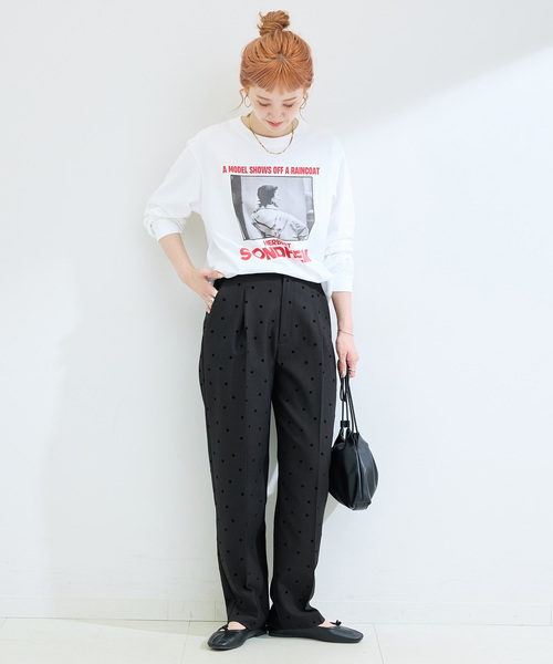 B.C STOCK（ベーセーストック）の「手洗い可 / ドットフロッキースティックパンツ（スラックス・レディース・ブラック/チャコールグレー・SMALL/MEDIUM）」の3枚目の写真