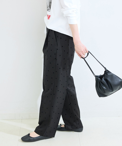 B.C STOCK（ベーセーストック）の「手洗い可 / ドットフロッキースティックパンツ（スラックス・レディース・ブラック/チャコールグレー・SMALL/MEDIUM）」の9枚目の写真