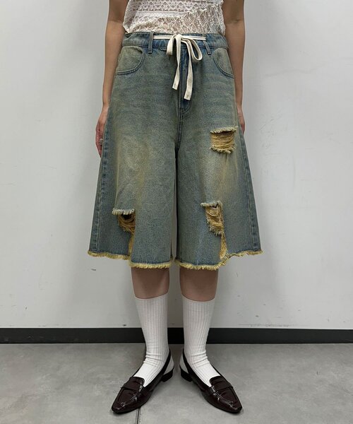 CIAOPANIC(チャオパニック)の「オーバーダイダメージハーフデニムパンツ(その他パンツ・レディース・ブラウン/ベージュ・ONE SIZE)」の11枚目の写真