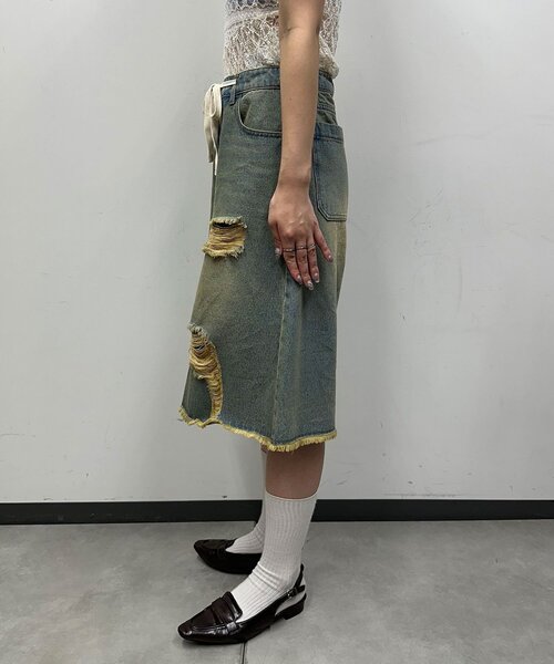 CIAOPANIC(チャオパニック)の「オーバーダイダメージハーフデニムパンツ(その他パンツ・レディース・ブラウン/ベージュ・ONE SIZE)」の12枚目の写真