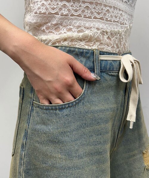 CIAOPANIC(チャオパニック)の「オーバーダイダメージハーフデニムパンツ(その他パンツ・レディース・ブラウン/ベージュ・ONE SIZE)」の15枚目の写真