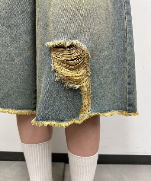 CIAOPANIC(チャオパニック)の「オーバーダイダメージハーフデニムパンツ(その他パンツ・レディース・ブラウン/ベージュ・ONE SIZE)」の16枚目の写真