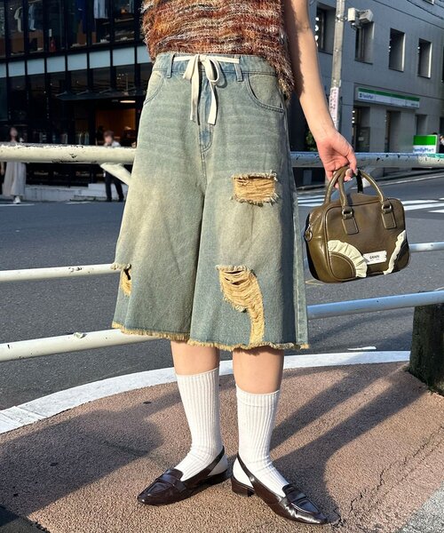 CIAOPANIC(チャオパニック)の「オーバーダイダメージハーフデニムパンツ(その他パンツ・レディース・ブラウン/ベージュ・ONE SIZE)」の18枚目の写真