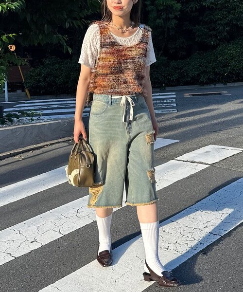 CIAOPANIC(チャオパニック)の「オーバーダイダメージハーフデニムパンツ(その他パンツ・レディース・ブラウン/ベージュ・ONE SIZE)」の21枚目の写真