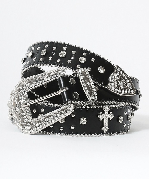 スタッズ×ラインストーン・レオパードベルト メンズ レディース ユニ