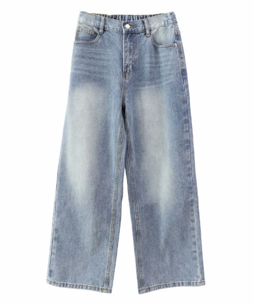 ISOOK（アイスー）の「ウォッシュワイドデニムパンツ(chiica select) / ハイウエスト ヴィンテージ風 古着風 色褪せ加工 ストレート フルレングス 水色 ライトブルー（デニムパンツ・レディース・ライトブルー・S/L/M）」の8枚目の写真