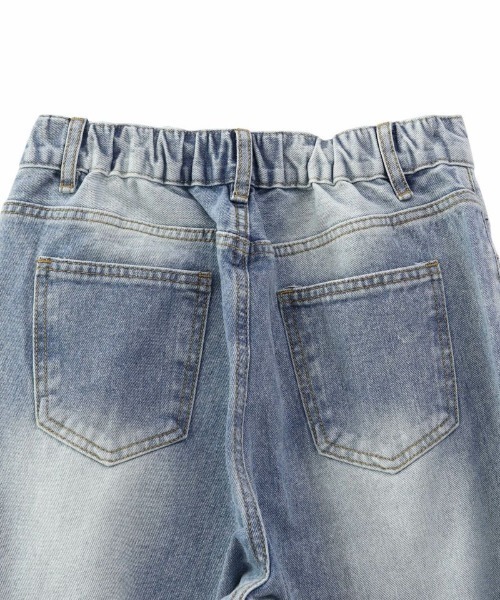 ISOOK（アイスー）の「ウォッシュワイドデニムパンツ(chiica select) / ハイウエスト ヴィンテージ風 古着風 色褪せ加工 ストレート フルレングス 水色 ライトブルー（デニムパンツ・レディース・ライトブルー・S/L/M）」の9枚目の写真