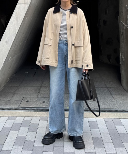 ISOOK（アイスー）の「ウォッシュワイドデニムパンツ(chiica select) / ハイウエスト ヴィンテージ風 古着風 色褪せ加工 ストレート フルレングス 水色 ライトブルー（デニムパンツ・レディース・ライトブルー・S/L/M）」の18枚目の写真