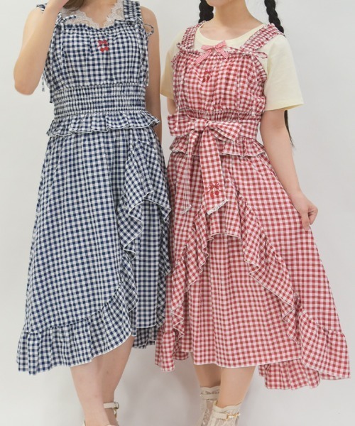 axes femme（アクシーズファム）の「チェリー刺繍チェックスカート（スカート・レディース・ネイビー/レッド・FREE）」の18枚目の写真