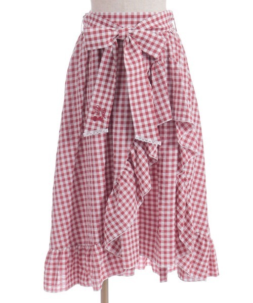 axes femme（アクシーズファム）の「チェリー刺繍チェックスカート（スカート・レディース・ネイビー/レッド・FREE）」の19枚目の写真