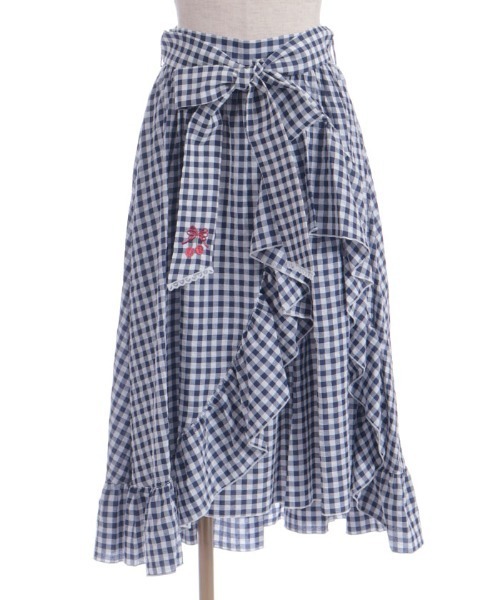 axes femme（アクシーズファム）の「チェリー刺繍チェックスカート（スカート・レディース・ネイビー/レッド・FREE）」の5枚目の写真