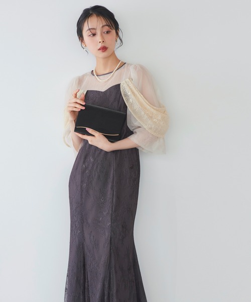 2way メタルライン サテン パーティーバッグ ｜ レディース 結婚式