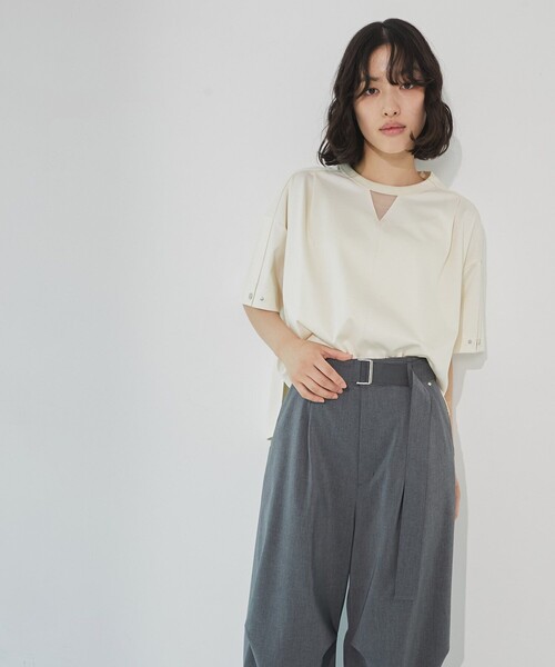 tシャツ シルケットオーバーサイズTシャツ｜ウォッシャブル/半袖/オフィスカジュアル/夏服 レディース シルケットオーバーサイズTシャツ｜ウォッシャブル/半袖