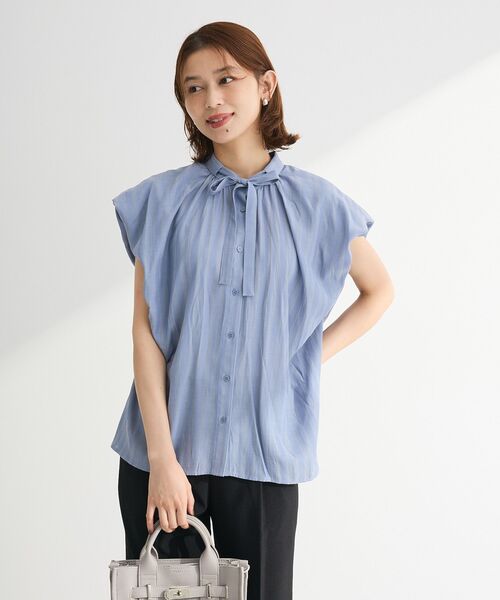 ELENCARE DUE（エレンカーレデュエ）の「・ELENCARE DUE ボウタイフレンチブラウス（シャツ/ブラウス・レディース・ブラック/オフホワイト/ブルー/ピンク・FREE）」の5枚目の写真