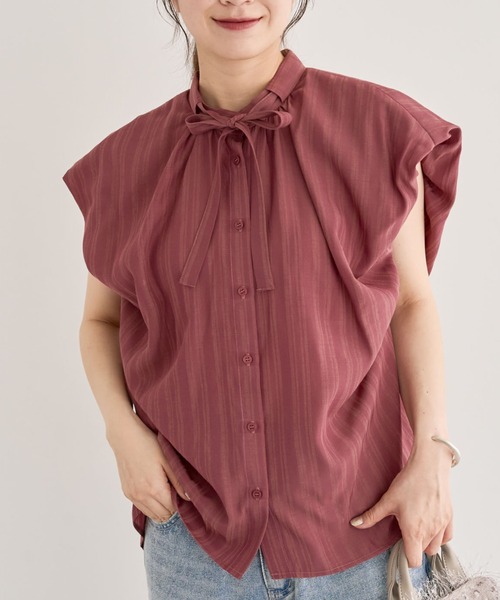 ELENCARE DUE（エレンカーレデュエ）の「・ELENCARE DUE ボウタイフレンチブラウス（シャツ/ブラウス・レディース・ブラック/オフホワイト/ブルー/ピンク・FREE）」の4枚目の写真