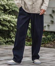 mp13923-Wide Straight Line Tuck Denim Pants デニムパンツ