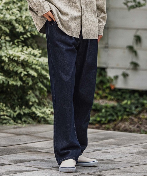 CAMBIO(カンビオ)の「mp13923-Wide Straight Line Tuck Denim Pants デニムパンツ(デニムパンツ・メンズ・ブラック/インディゴブルー/ブルー/ノンウォッシュ・M/L)」の5枚目の写真