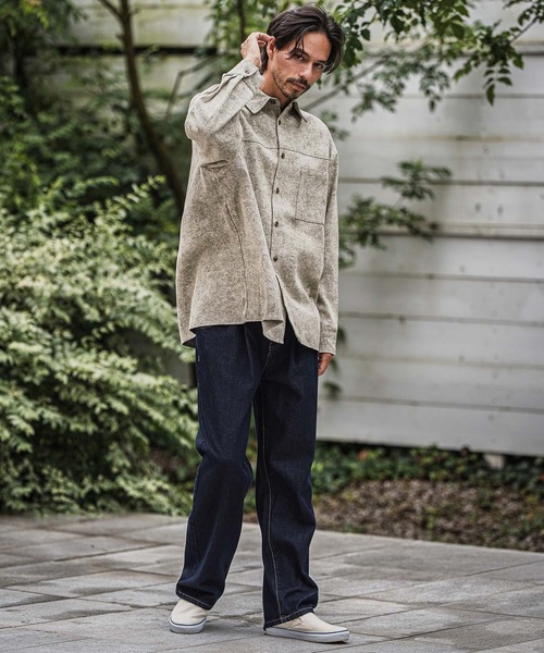 CAMBIO(カンビオ)の「mp13923-Wide Straight Line Tuck Denim Pants デニムパンツ(デニムパンツ・メンズ・ブラック/インディゴブルー/ブルー/ノンウォッシュ・M/L)」の8枚目の写真