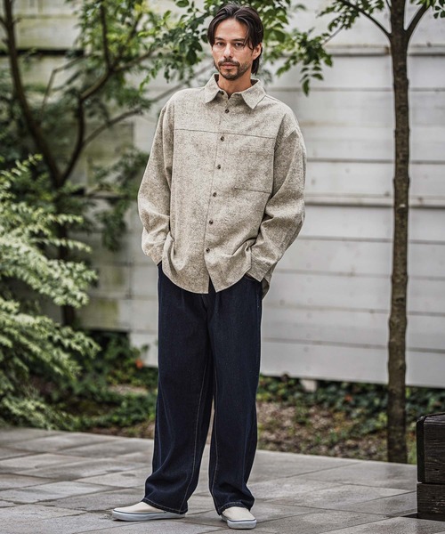CAMBIO(カンビオ)の「mp13923-Wide Straight Line Tuck Denim Pants デニムパンツ(デニムパンツ・メンズ・ブラック/インディゴブルー/ブルー/ノンウォッシュ・M/L)」の9枚目の写真