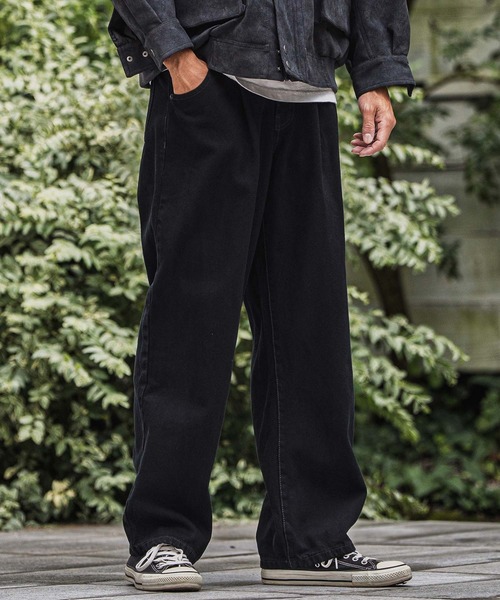 CAMBIO(カンビオ)の「mp13923-Wide Straight Line Tuck Denim Pants デニムパンツ(デニムパンツ・メンズ・ブラック/インディゴブルー/ブルー/ノンウォッシュ・M/L)」の11枚目の写真