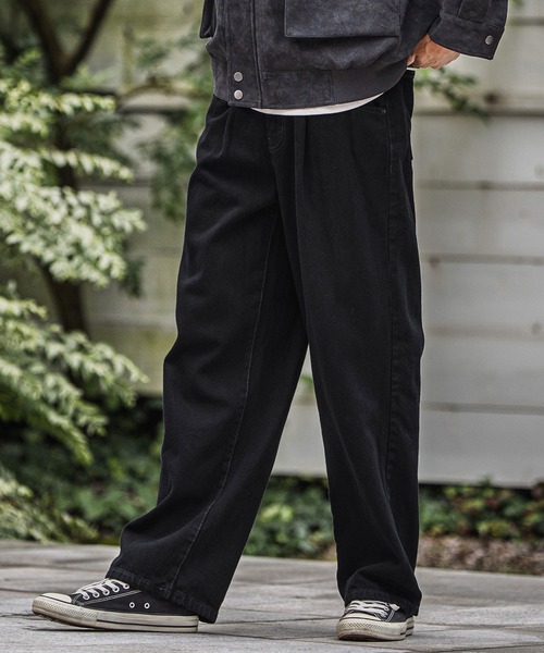CAMBIO(カンビオ)の「mp13923-Wide Straight Line Tuck Denim Pants デニムパンツ(デニムパンツ・メンズ・ブラック/インディゴブルー/ブルー/ノンウォッシュ・M/L)」の12枚目の写真
