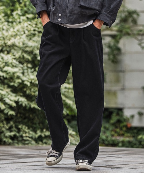 CAMBIO(カンビオ)の「mp13923-Wide Straight Line Tuck Denim Pants デニムパンツ(デニムパンツ・メンズ・ブラック/インディゴブルー/ブルー/ノンウォッシュ・M/L)」の13枚目の写真