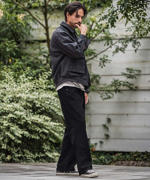 CAMBIO(カンビオ)の「mp13923-Wide Straight Line Tuck Denim Pants デニムパンツ(デニムパンツ・メンズ・ブラック/インディゴブルー/ブルー/ノンウォッシュ・M/L)」の16枚目の写真