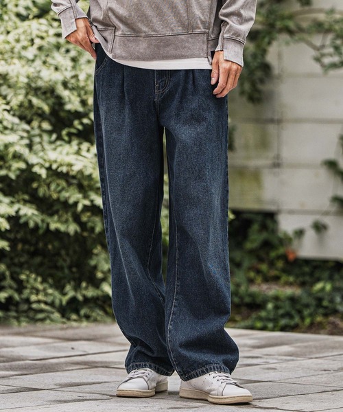 CAMBIO(カンビオ)の「mp13923-Wide Straight Line Tuck Denim Pants デニムパンツ(デニムパンツ・メンズ・ブラック/インディゴブルー/ブルー/ノンウォッシュ・M/L)」の17枚目の写真