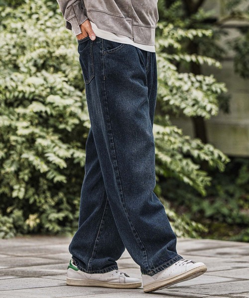 CAMBIO(カンビオ)の「mp13923-Wide Straight Line Tuck Denim Pants デニムパンツ(デニムパンツ・メンズ・ブラック/インディゴブルー/ブルー/ノンウォッシュ・M/L)」の19枚目の写真