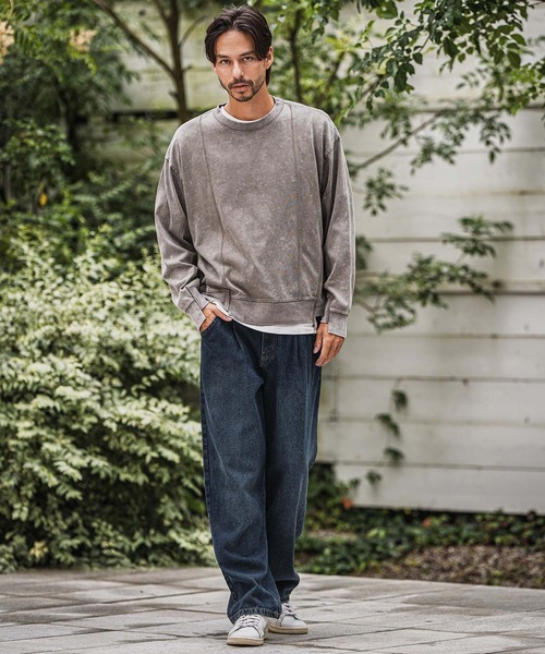 CAMBIO(カンビオ)の「mp13923-Wide Straight Line Tuck Denim Pants デニムパンツ(デニムパンツ・メンズ・ブラック/インディゴブルー/ブルー/ノンウォッシュ・M/L)」の20枚目の写真