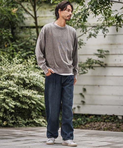 mp13923-Wide Straight Line Tuck Denim Pants デニムパンツ(デニム mp13923-Wide Straight Line Tuck Denim Pants デニムパンツ(デニム