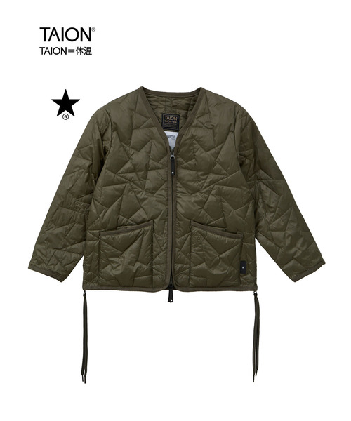 TAION(タイオン)の「【TAION】MILITARY STAR★ QUILTING JACKET(KIDS)(ダウンジャケット/コート・キッズ・ベージュ/オリーブ/ブラック・4/3/2)」の3枚目の写真