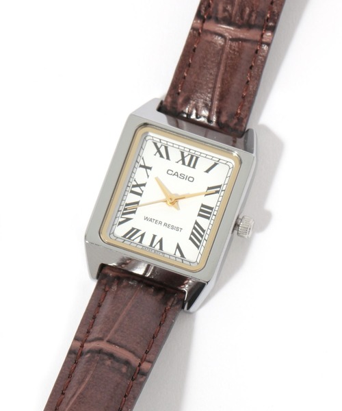 GLOBAL WORK(グローバルワーク)の「CASIO/スクエアローマ/一部店舗限定/495839(アナログ腕時計・レディース・ダークブラウン/ブラウン系その他7/ブラック・FREE)」の1枚目の写真