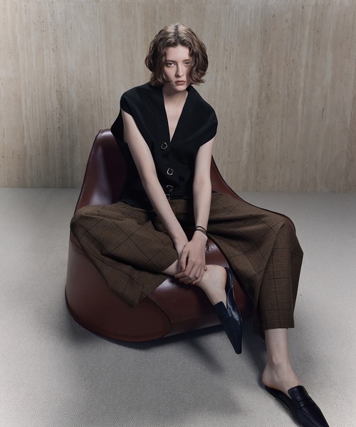 ADAM ET ROPE ツイストシームチェックワイドパンツ　36サイズ ADAM ET ROPÉ FEMME(アダム エ ロペ ファム) / ツイストシーム