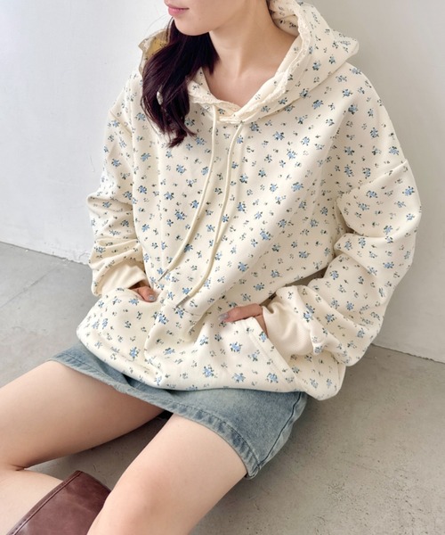 セール】小花柄フーディートップス（スウェット）｜SOLLON.（ソルロン