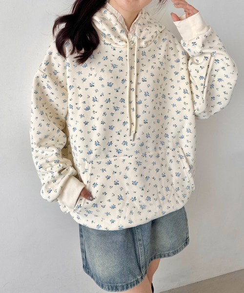 セール】小花柄フーディートップス（スウェット）｜SOLLON.（ソルロン
