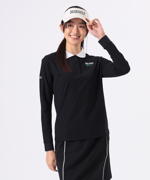 BEAMS GOLF(ビームスゴルフ)の「ORANGE LABEL / クレリック ロングスリーブ シャツ(吸水速乾・UVカット)(ポロシャツ・レディース・ホワイト/ブラック・SMALL/MEDIUM/LARGE)」の2枚目の写真