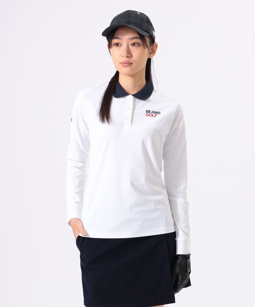 BEAMS GOLF(ビームスゴルフ)の「ORANGE LABEL / クレリック ロングスリーブ シャツ(吸水速乾・UVカット)(ポロシャツ・レディース・ホワイト/ブラック・SMALL/MEDIUM/LARGE)」の3枚目の写真