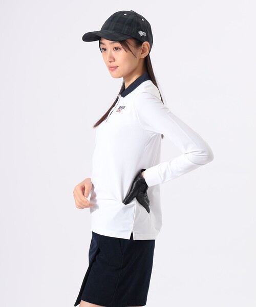 BEAMS GOLF(ビームスゴルフ)の「ORANGE LABEL / クレリック ロングスリーブ シャツ(吸水速乾・UVカット)(ポロシャツ・レディース・ホワイト/ブラック・SMALL/MEDIUM/LARGE)」の4枚目の写真