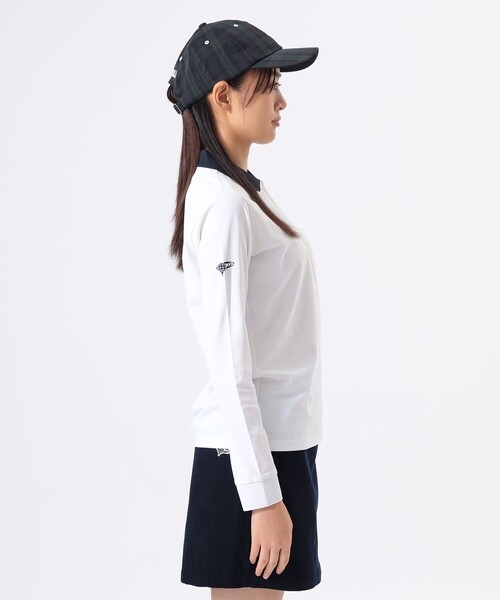 BEAMS GOLF(ビームスゴルフ)の「ORANGE LABEL / クレリック ロングスリーブ シャツ(吸水速乾・UVカット)(ポロシャツ・レディース・ホワイト/ブラック・SMALL/MEDIUM/LARGE)」の6枚目の写真