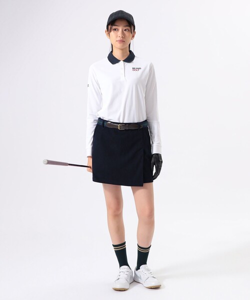 BEAMS GOLF(ビームスゴルフ)の「ORANGE LABEL / クレリック ロングスリーブ シャツ(吸水速乾・UVカット)(ポロシャツ・レディース・ホワイト/ブラック・SMALL/MEDIUM/LARGE)」の8枚目の写真