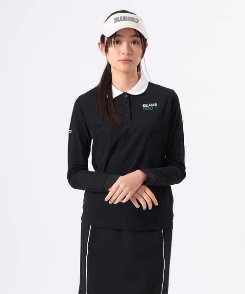 BEAMS GOLF(ビームスゴルフ)の「ORANGE LABEL / クレリック ロングスリーブ シャツ(吸水速乾・UVカット)(ポロシャツ・レディース・ホワイト/ブラック・SMALL/MEDIUM/LARGE)」の14枚目の写真