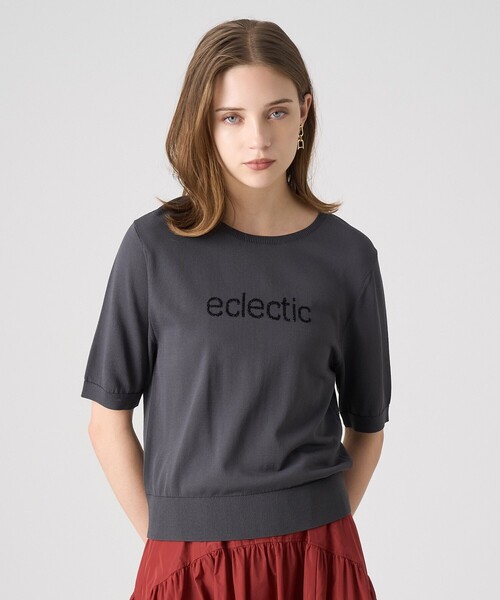 ANAYI(アナイ)の「ECLECTIC ロゴプルオーバー(ニット/セーター・レディース・チャコールグレー/オフホワイト/ピンク・38/36)」の1枚目の写真