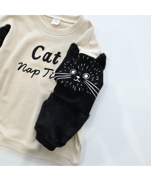 nicohrat(ニコフラート)の「ニコフラート 猫袖 トレーナー(スウェット・キッズ・ラベンダー/アイボリー/ブラック・140cm/90cm/100cm/110cm/120cm/130cm)」の8枚目の写真
