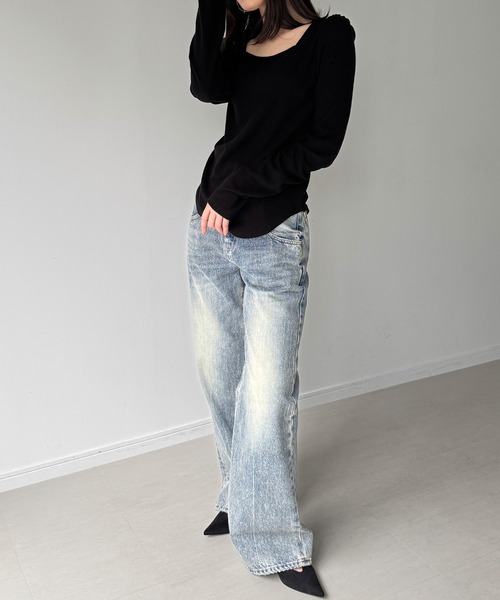 junoah(ジュノア)の「前後2way長袖パフスリーブカットソー(Tシャツ/カットソー・レディース・グレー/アイボリー/ブラック・LARGE/MEDIUM/SMALL)」の4枚目の写真