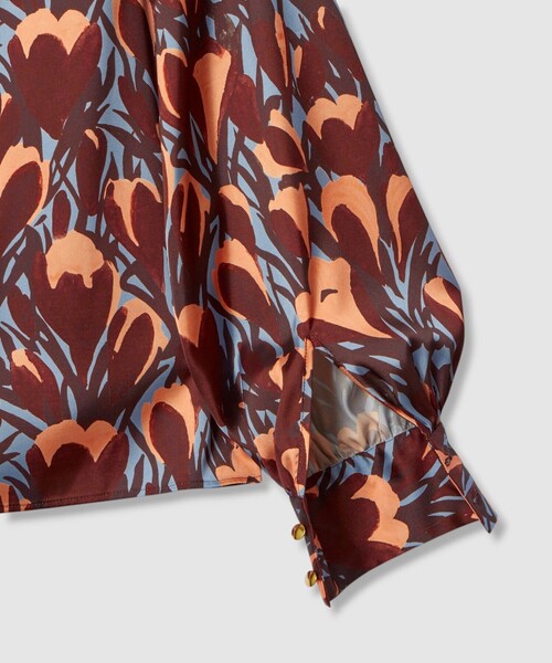 25AW ANAYI アナイ ペイントフラワープリントスリットネック ブラウス